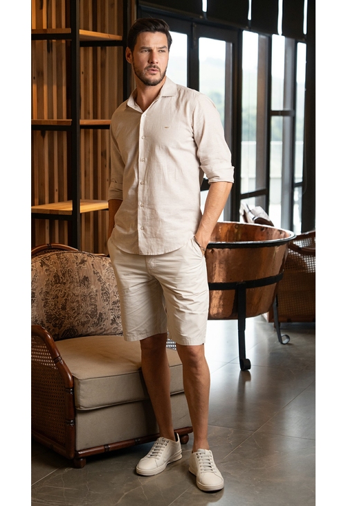 BERMUDA TINGIDA BOLSO FACA REGULAR